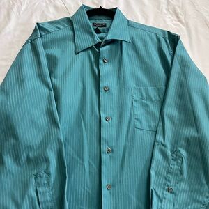Arrow Men's Aqua Pinstripe Dress Shirt